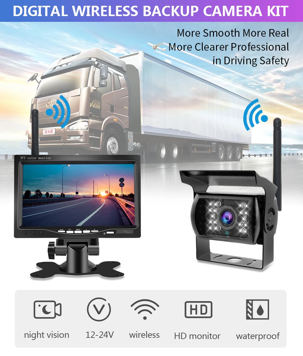 2.4ghz Car Vehicle Cctv Monitoring 720p Hd Video Back Up Rear View