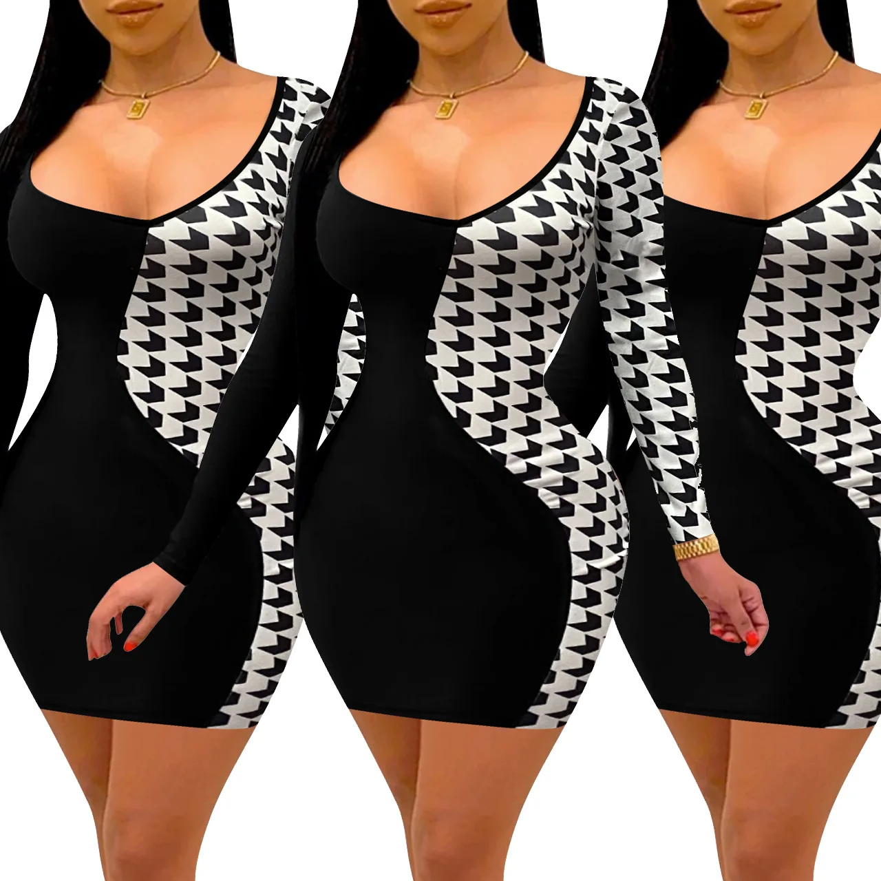 

Tie Dye Sexy Ladies Stacked Long Sleeve Plus Size Lucky Label sexy One Piece Jumpsuit Women 2021, Picture