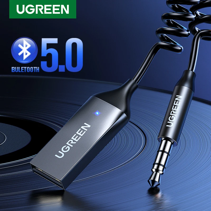 

UGREEN BT Receiver 5.0 Adapter Hands-Free Bluetooth Car Kits AUX Audio 3.5mm Jack Stereo Music Wireless Receiver for Car