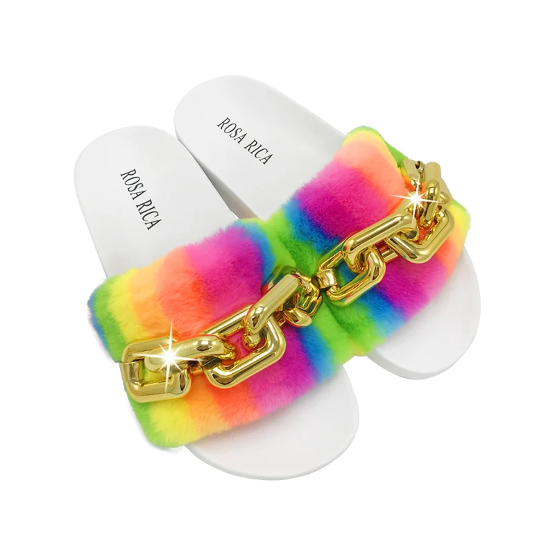 

Ready to ship women slippers fur slides new fashion outdoor indoor shoes pvc sole