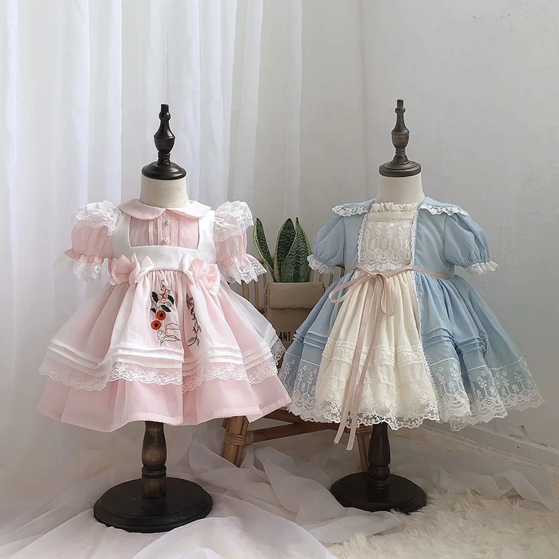 

056138 infant toddler baby dresses spanish floral vintage girl's dresses wholesale kids children's clothes boutiques
