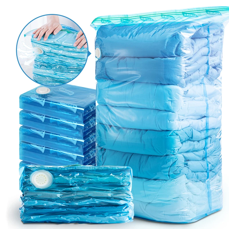 

High-quality and characteristic press-exhaust vacuum plastic storage bag, Blue