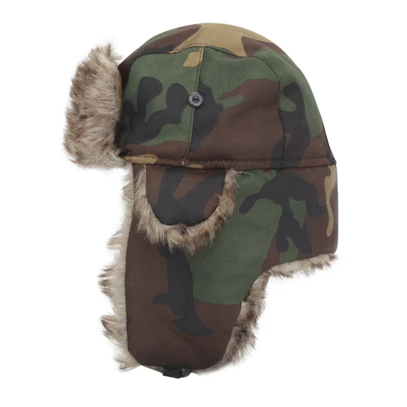 

Chapeau Outdoor Earflaps Fur Warm Hat Trapper Ski Camo Winter Hat