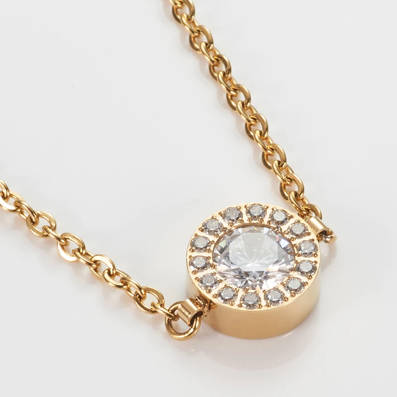 

Fashion Jewelry Gold Chain With Round Pendant Layered Stainless Steel Necklace, Picture shows