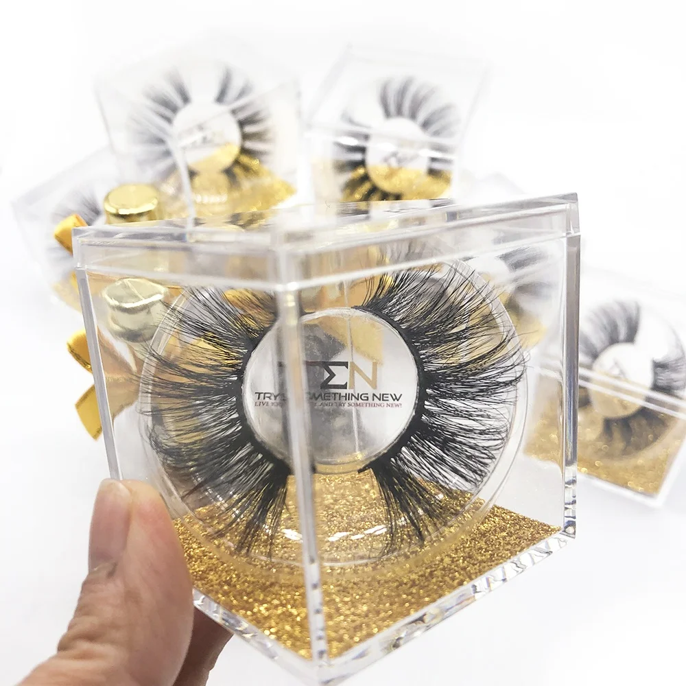 

Cross Style 25mm Lash Handmade 3d Mink Eyelashes High Quality Hot Design Fluffy Lashes with Crystal Box, Natural black