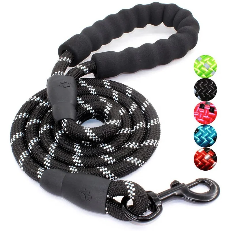 

Upgrade Highly Reflective Threads Strong Dog Leash with Comfortable Padded Handle for Small Medium and Large Dogs, Black/red/green/blue/orange/purple
