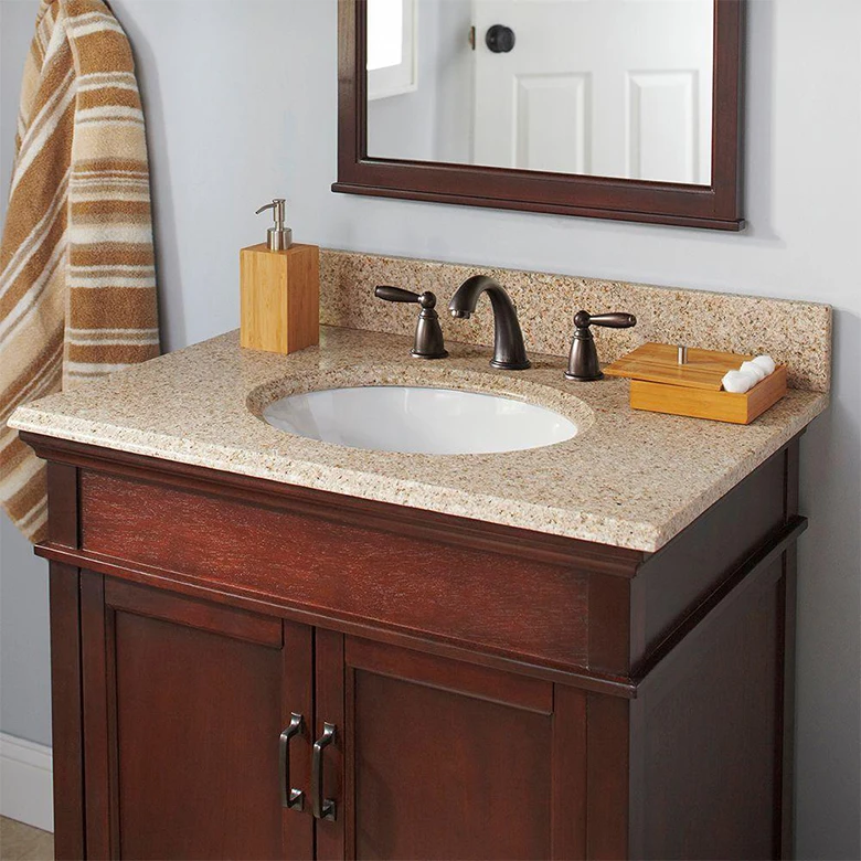 天然石花岗岩预制浴室虚荣顶部设置 - buy 花岗岩洗手盆顶部,花岗岩浴