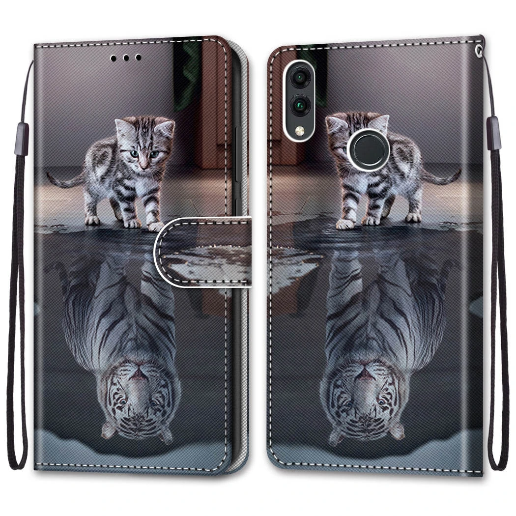 

Flip Leather Case On  Huawei Honor 8C Fundas 3D Wallet Card Holder Stand Book Cover  Honor 8C Lion Tiger Painted Coque