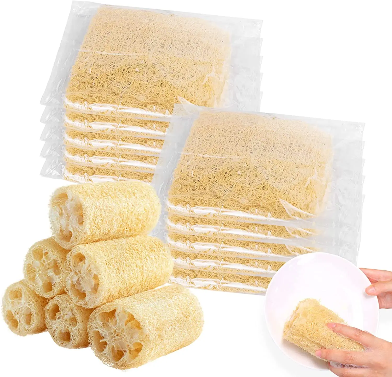 

Natural Loofah Sponges Individually Wrapped Non Scratch Organic Luffa Sponge Odor-Free Biodegradable Dishwashing Sponge Natura