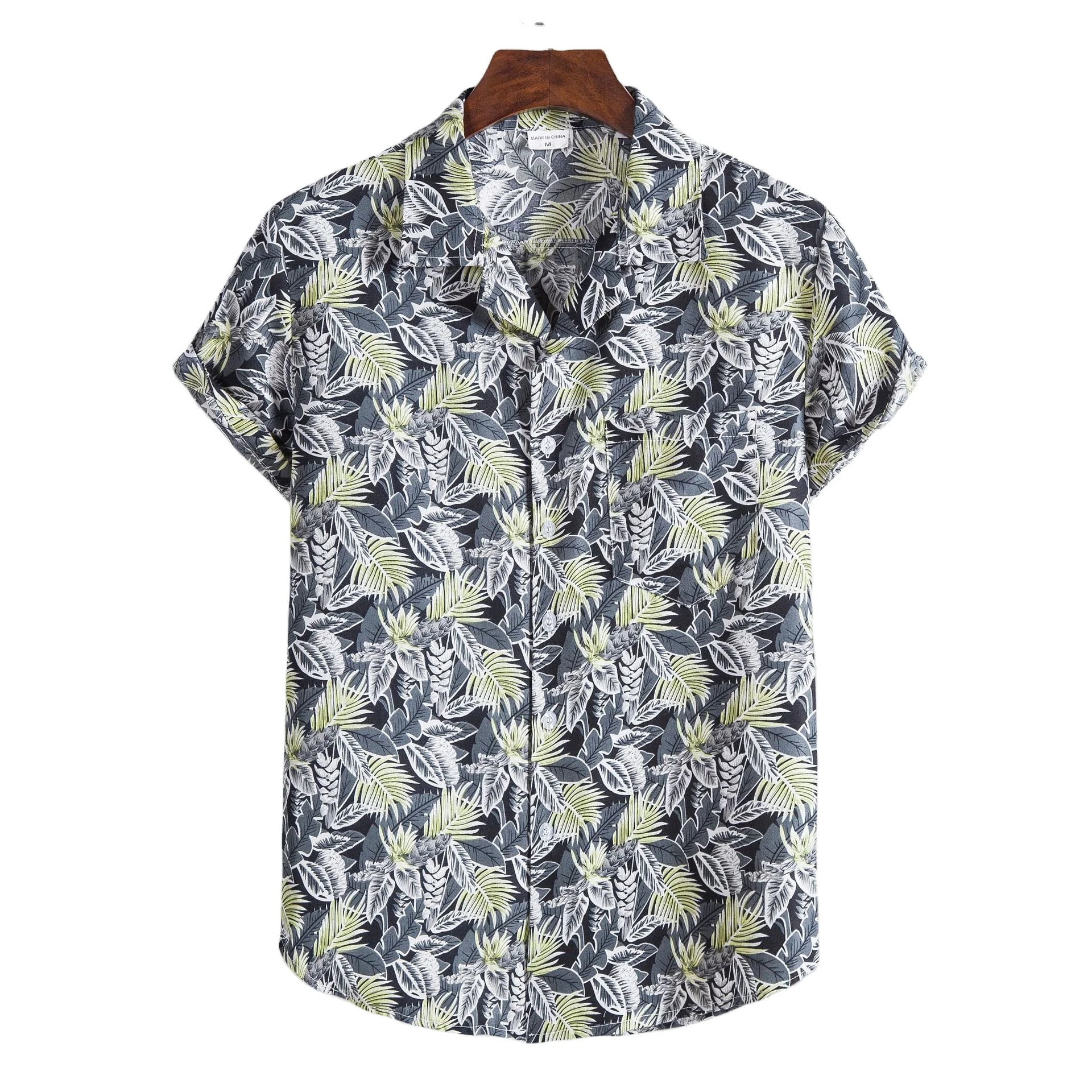 

New fashion men's hot - selling floral short-sleeved lapel shirt temperament commuting