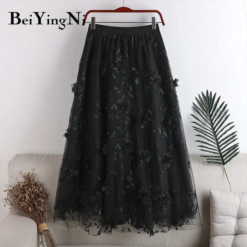 

Floral Beautiful Long Midi Pleated Skirt Women Dance Cute Sweet Elastic Waist A-line Skirts for Womans