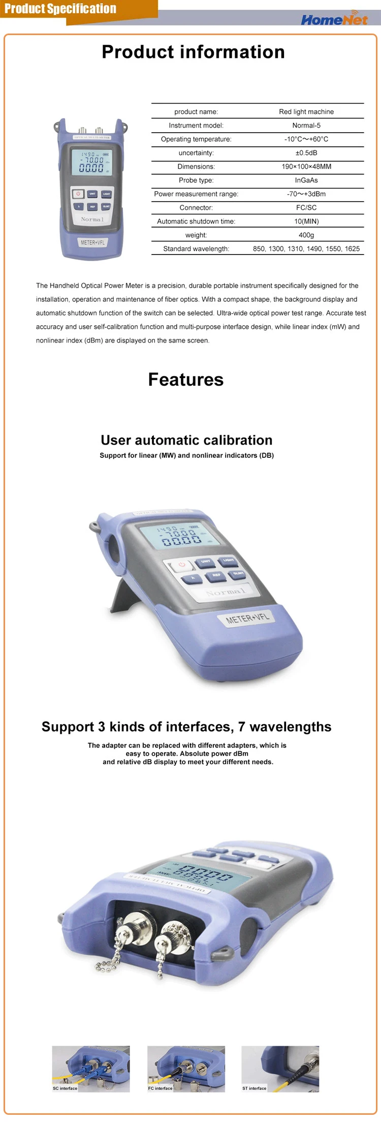 Ftth High precision 2 all-in-one PON Handheld Fiber Optical Power Meter