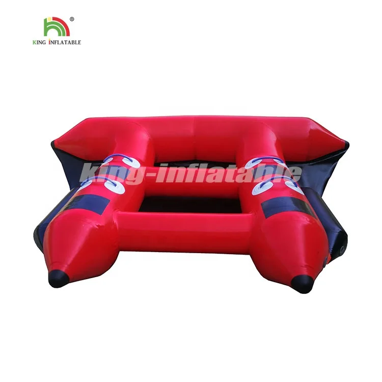 

Free Shipping Water Games 4 Seaters Inflatable Flying Fish Tube Towable, Red and black/customized