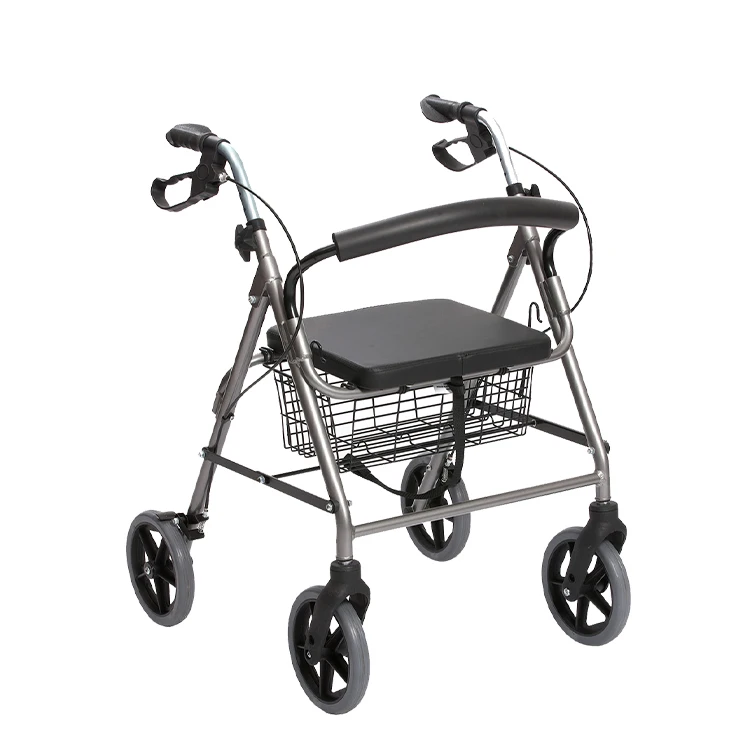 

Chinese Hot Sales Aluminum Economic Foldable Rollators with Feet Stepper