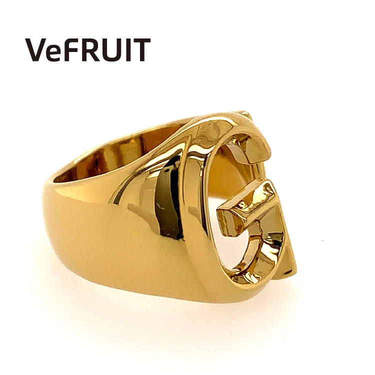 

Costume Minimalist Jewelry Accessories Minimalist Ins Gold Rings Jewelry Vefruit Letter G Ring Brass Private Label 2021 Fashion