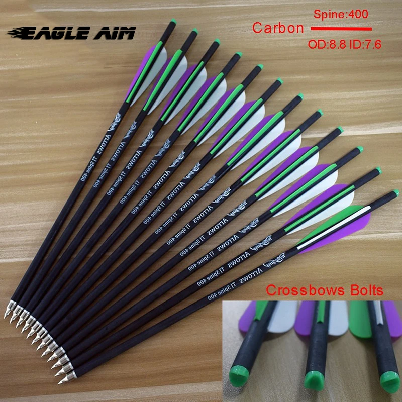 

12PCS Spine 400 Carbon Arrows 16/17/18/20/22 Inch Crossbow Bolts