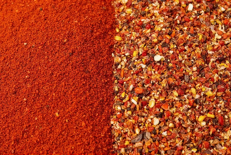 Vergleich verschiedener Konsistenzen von Chili Flakes