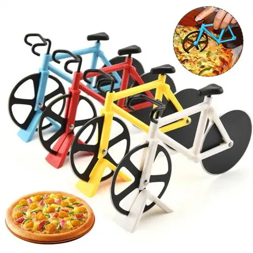 

Bicycle Pizza Cutter Wheel Non-stick Dual Cutting Wheels Stainless Steel Bike Pizza Slicer for Pizza Lovers Kitchen Gadget Cool