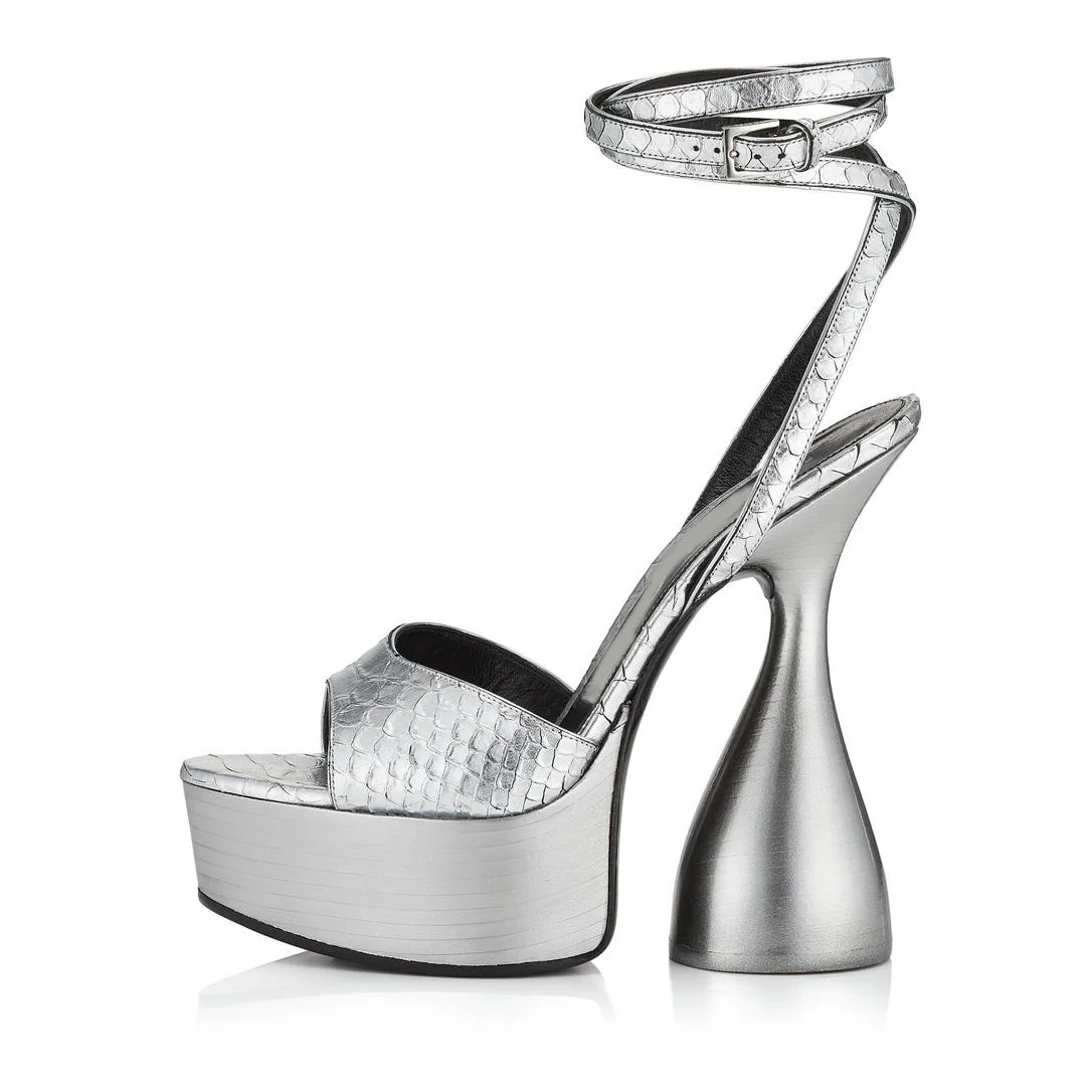 

Disco leather platform sandals customized summer sexy sandals 2021 famous designer party high heels, Sliver