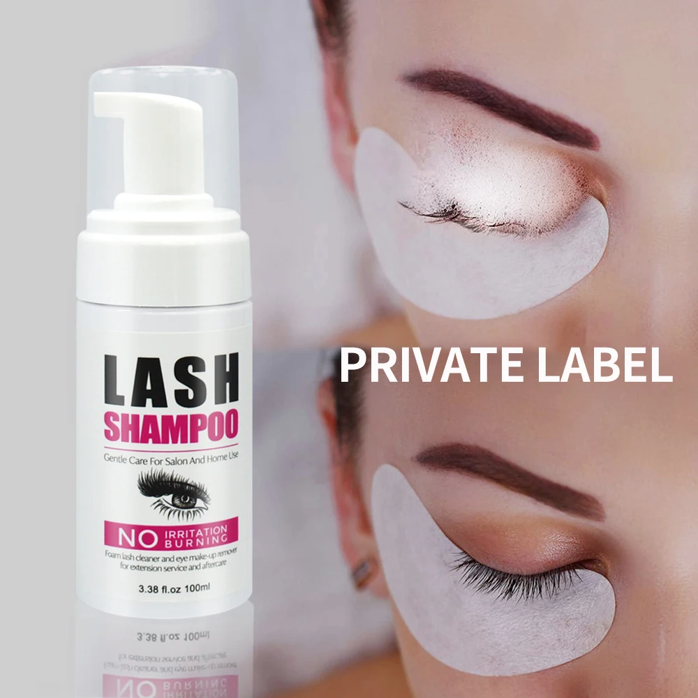 

Private label 100ml lash foam cleanser wholesale vegan eye lash shampoo bulk organic oil free eyelash extension shampoo