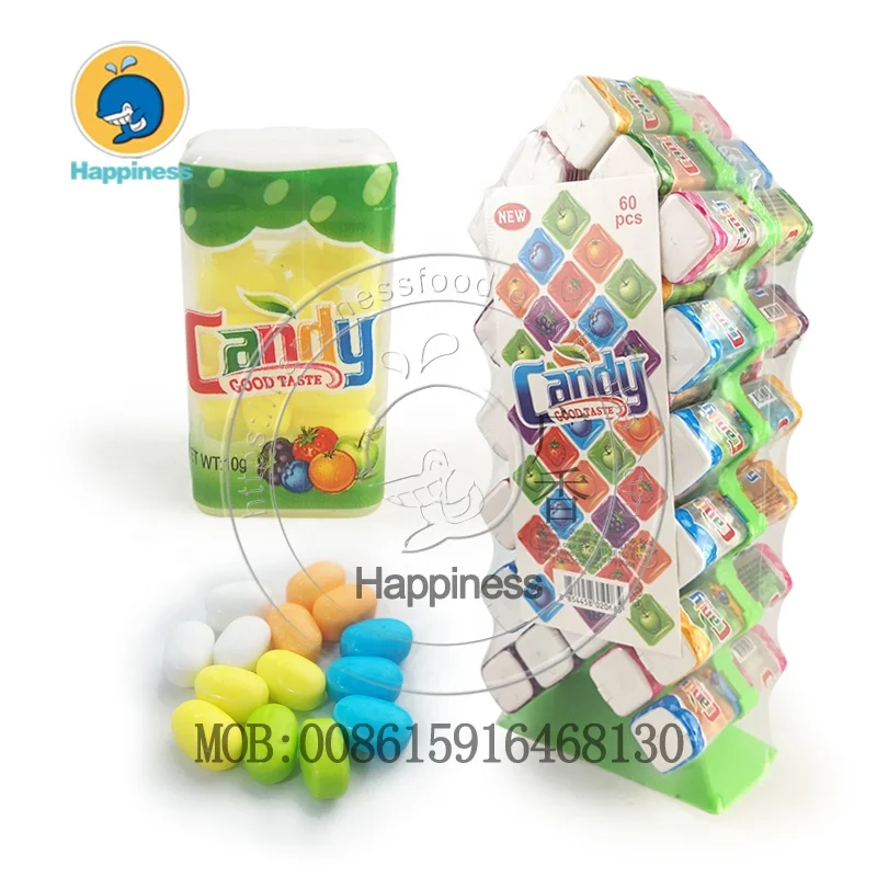 

fruity tablet pressed candy in tree display bottle