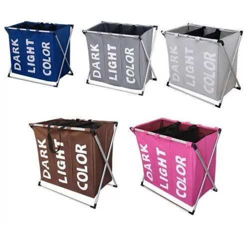 

3 Compartments Storage Organizer Basket Dirty Clothes Sundries Wash Storage Baskets Waterproof Folding Laundry Basket Storage Ba