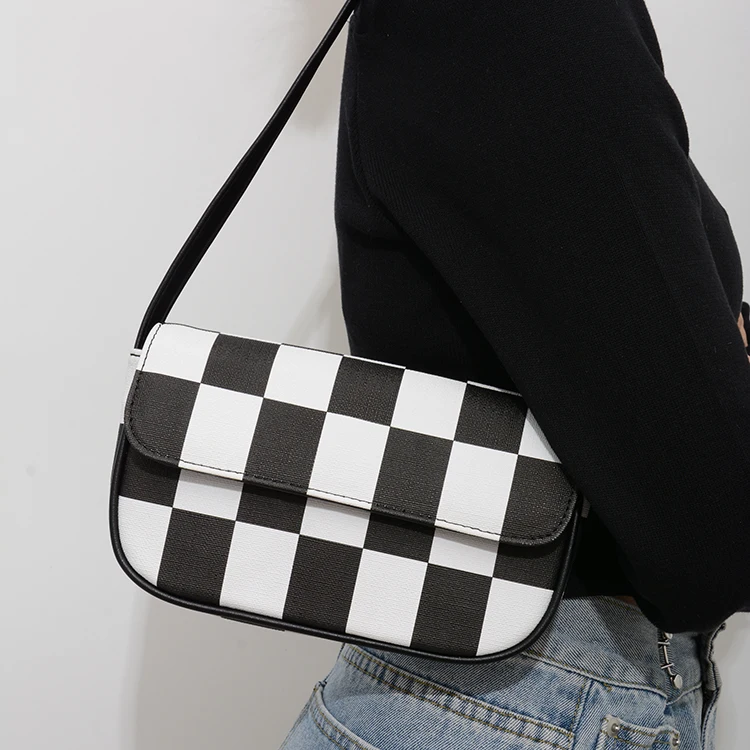 

Amason Hot Sale Pleated Cloud Bag PU Leather checkerboard Female Fashion Handbags, Green, black, blue, brown