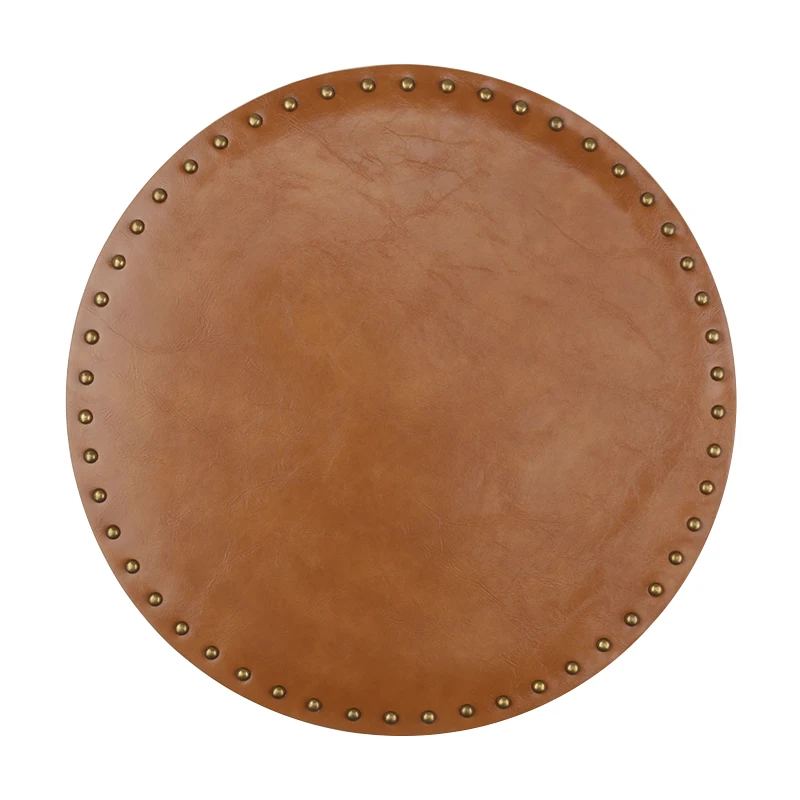 

Leather Round Placemats Christmas Decoration,Heat Insulation Stain Resistant Non-Slip Waterproof Table Mats for Kitchen Dining, 9 colors