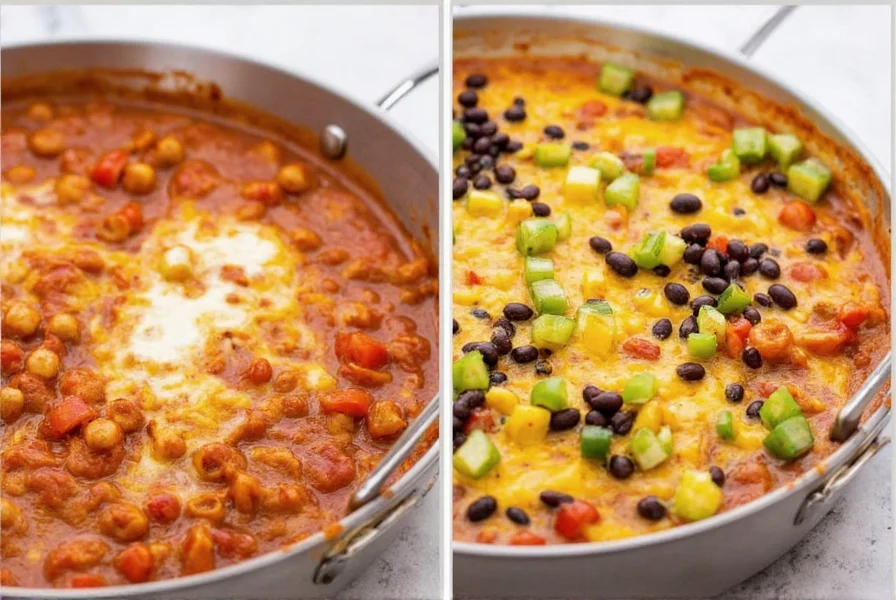 Variations of chili con queso recipe showing different styles including spicy version with red peppers and vegetarian version with black beans