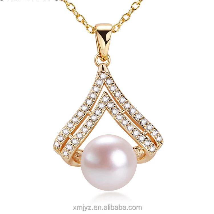 

Certified Zhuji Shanxia Lake Freshwater Pearl Pendant Necklace 18K Gilded Jewelry Gift Live Base Supply Ins