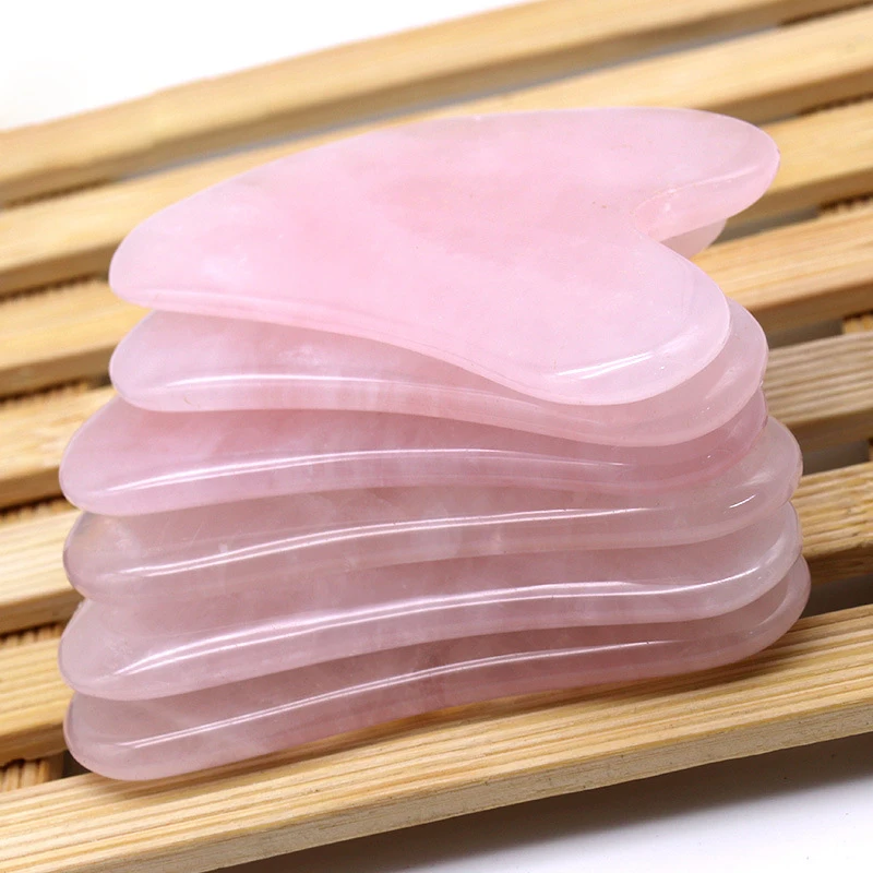 

JD015 Private Logo Natural Jade Guasha Stone Board Rose Quartz Guasha Plate Face Massager Scraper Tool For Face Neck Back Care
