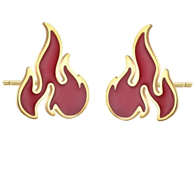 

Yiwu Aceon Stainless Steel Custom Logo Etch Engraved Colorful Enamel Red Sacred Flame Earring