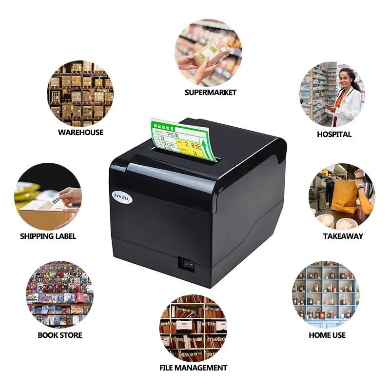 

Thermal Barcode Label Printer For Garment Warehouse Shipping Label printer with cutter, Black+white