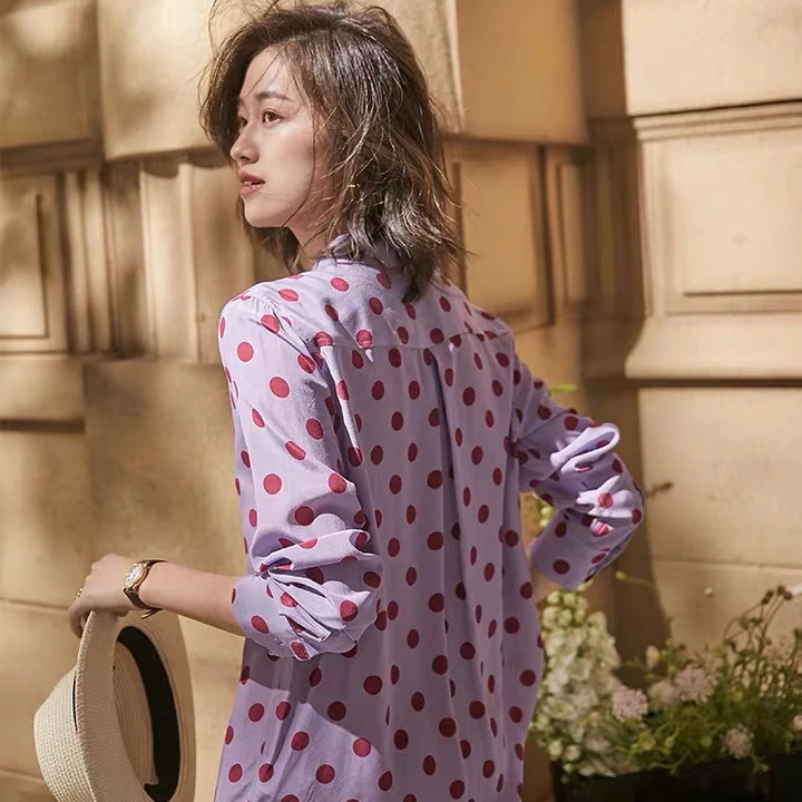 

Silk Blouse Best Quality Fashion Ladies Silk Long Sleeve Blouse clothing manufactures custom women pure Silk Satin blouses