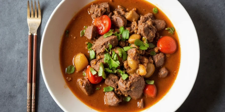 Vietnamese Bo Kho served in a bowl