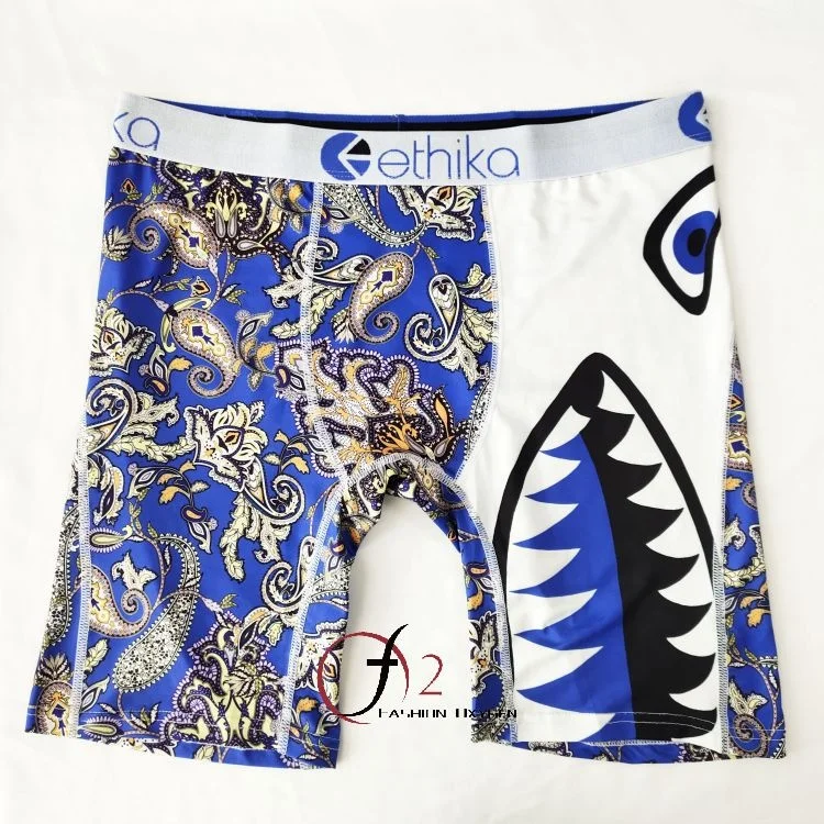 

Fashionable mans ethika underwear shark style printing polyester quick dry breathable boxers man underwear briefs, As picture