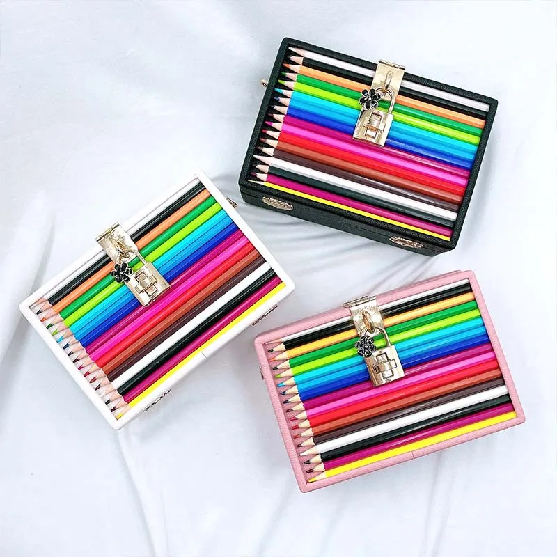 

Color Pencil Box Style Purses and Handbags for Women Party Clutch Bag Shoulder Crossbody Bag Designer Bag Pu Ladies 2021