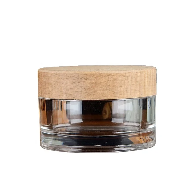 

Hot sale of high quality solid wood cover thick bottom plastic transparent sealed Storage bottle