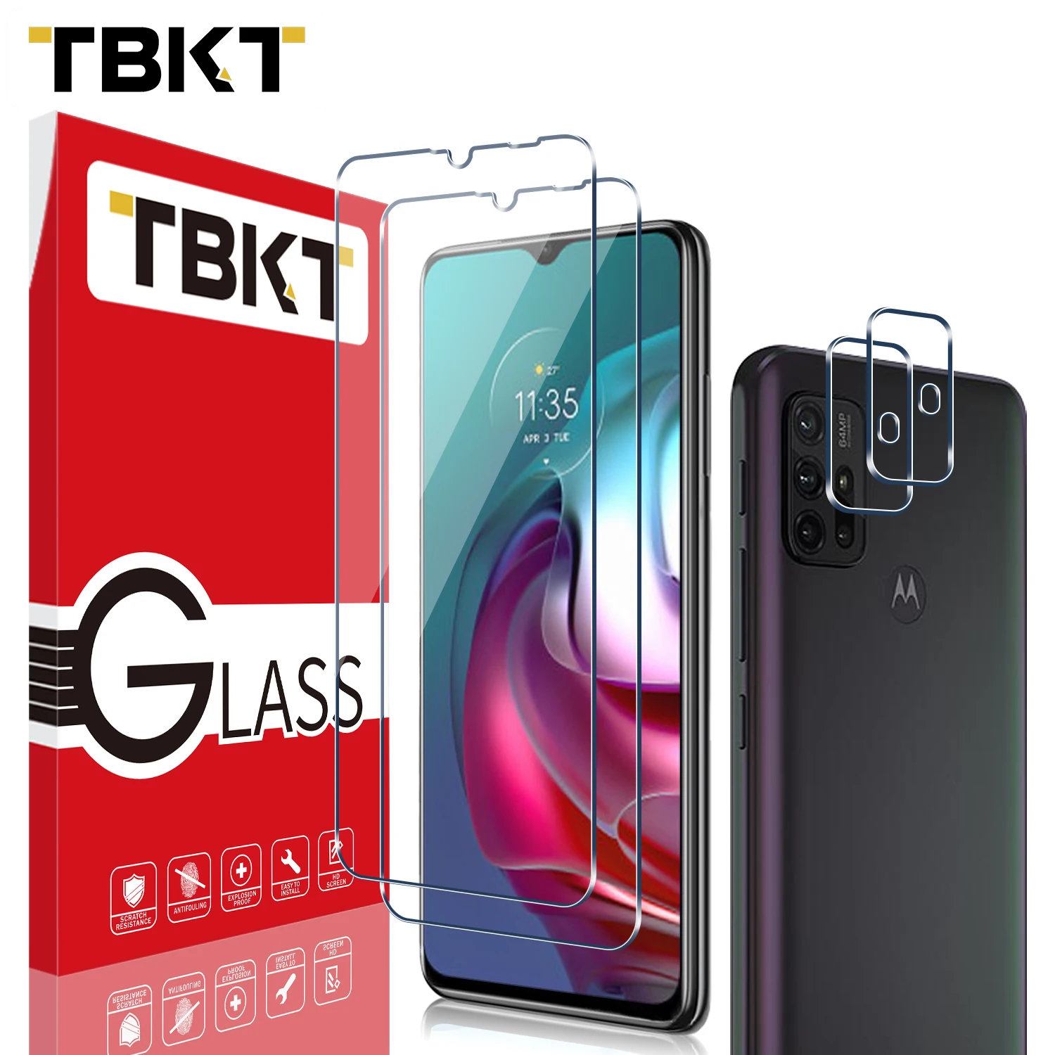 

HD Scratch Resistant 2.5D Tempered Glass Screen Protector + Camera Lens Protector For Motorola Moto G30