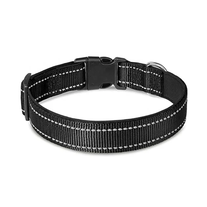 

Luxury Personalized Logo OEM Custom Adjustable Blank Cheap Price Reflective Plain Nylon Vest Pet Dog Collar With Buckle, As picture