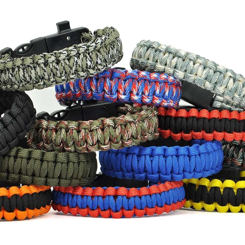 

Tacatial Survival Paracord Bracelet With Fire Starter Whistle Compass