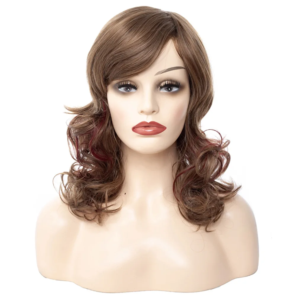 

European and American Wavy Synthetic Wig Head Cover Medium Curly Human Natural Fluffy Women's Short Deepwave Wig
