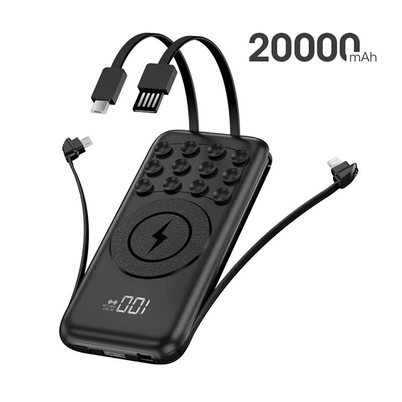 

Factory direct power bank 20000mah wireless charger built in four cables gift OEM customization