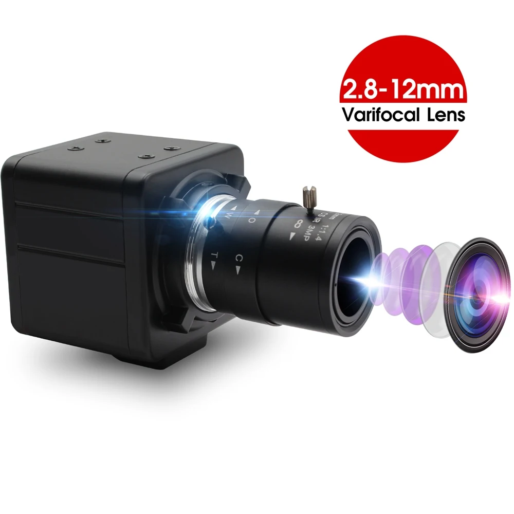 

ELP Manual Focus 2.8-12mm lens Zoom High Frame Rate 30fps IMX317 Sensor HD 4K Computer USB Webcam Module inbuilt Microphone