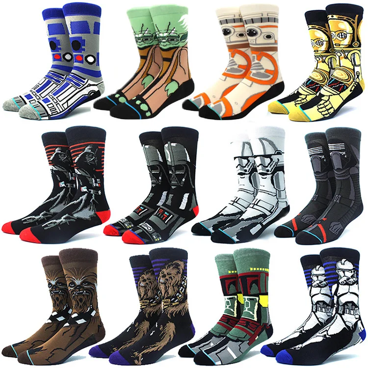 

Stars Wars Movie Cotton Custom Funny Creative Casual Street Non-slip Hip Hop Socks Direct Manufactures Designer Sport Sock, As picture shows