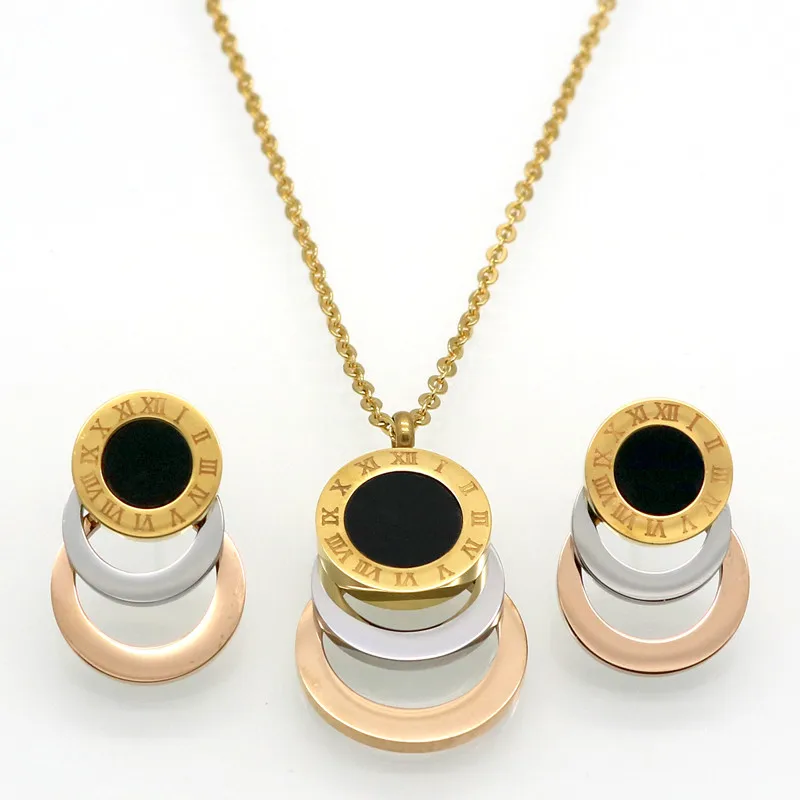

Wholesale 18K Gold Plated Stainless Steel Roman Shell Bridal Jewelry Set, Picture