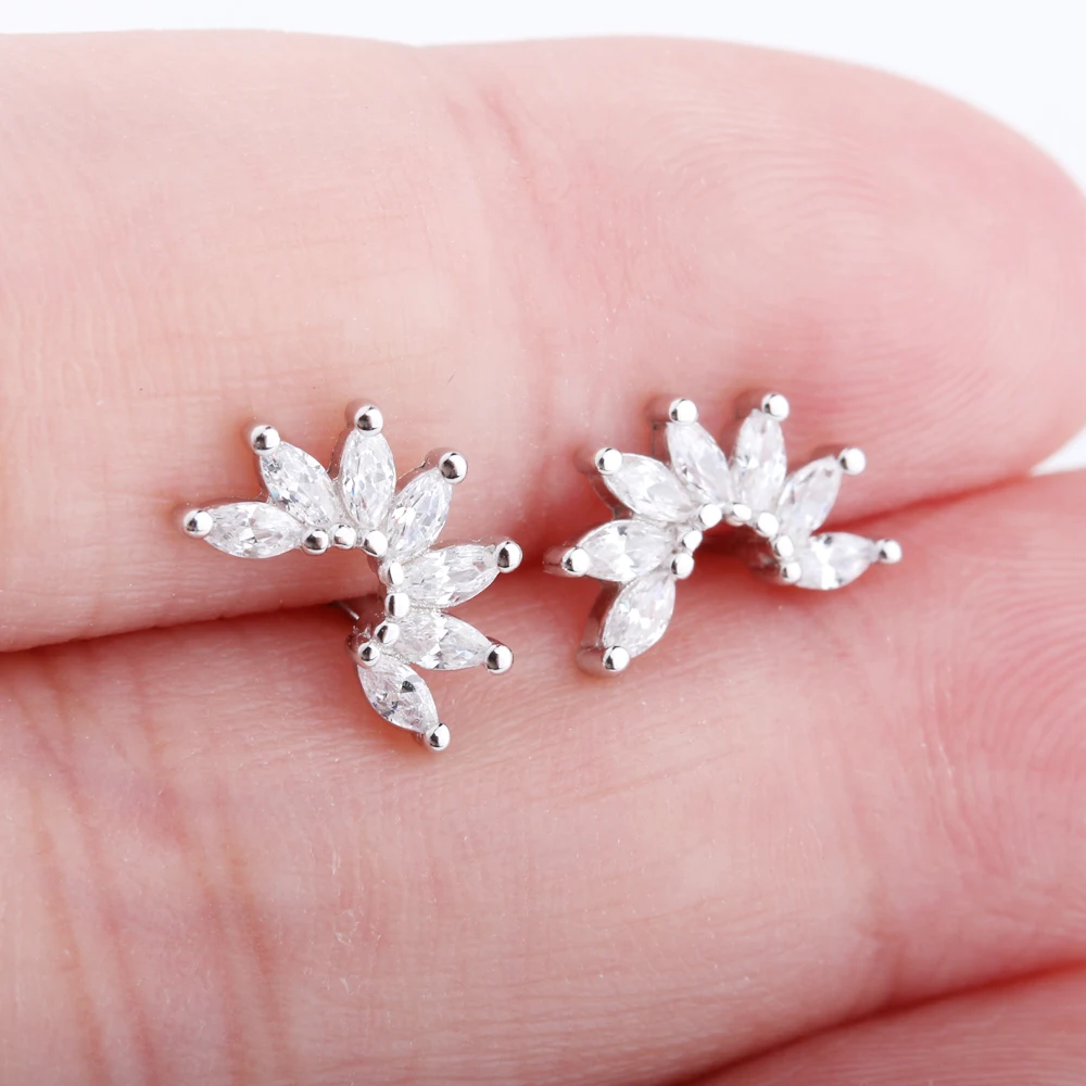 

Minimalist Design Flower Petal 925 Silver Earrings Women