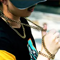 

KRKC&CO Hip Hop Pave Real Cuban Link cadena de oro Set Mens Miami Plated 14k 18k Big Gold Necklace Cuban Link Chain for Man