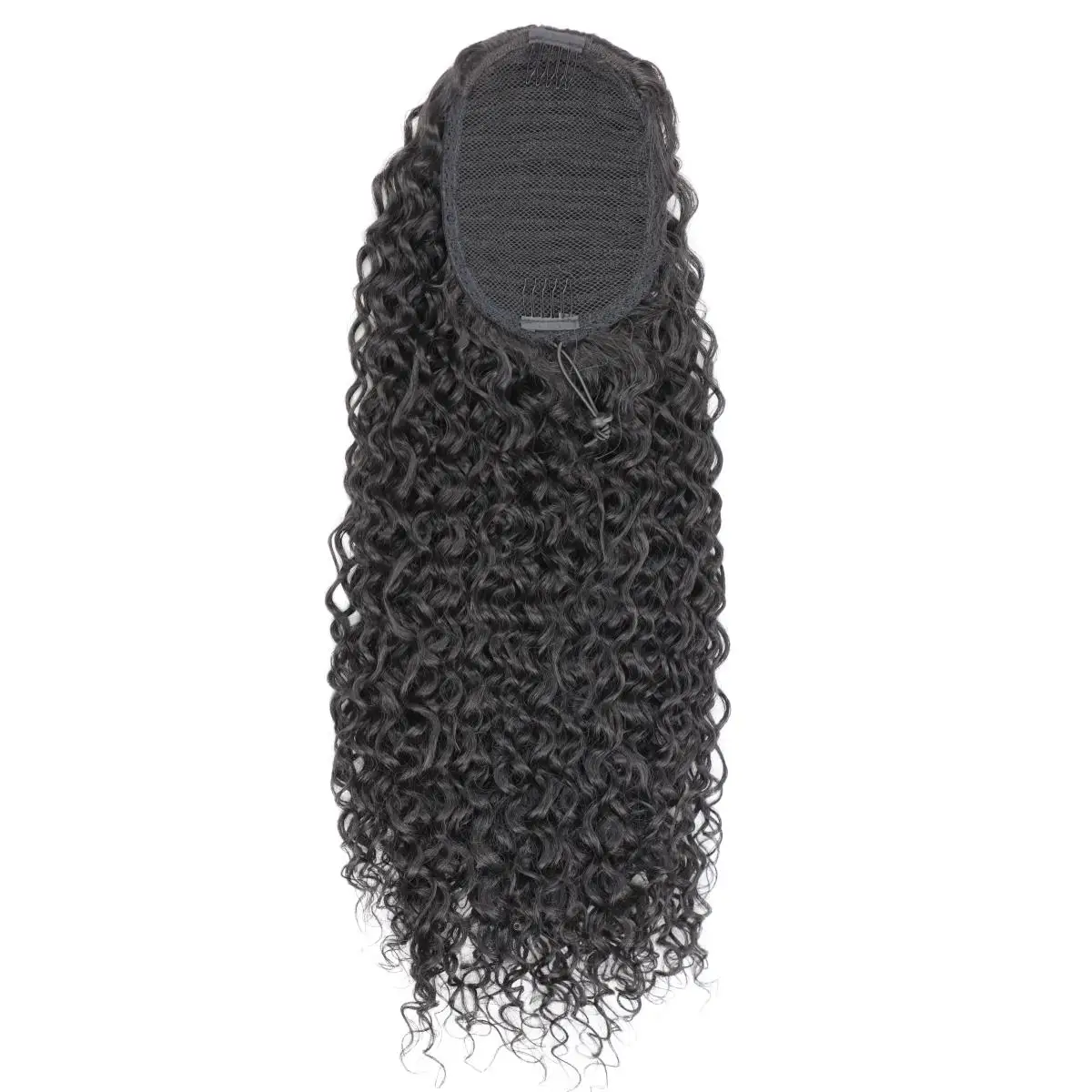 

Long Corn Curly Wavy Drawstring Ponytail Synthetic High Fluffy Ponytail Hair Comb Black Wavy