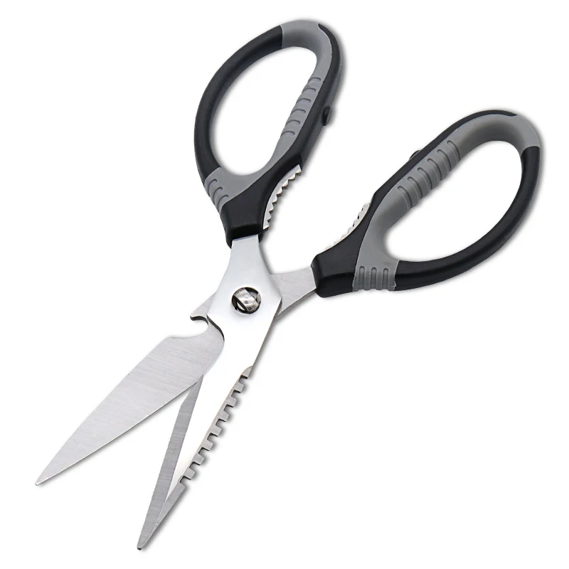 

6 in 1 japanese stainless steel multi-function tpr handle houseware shears meat cutting heavy duty separable kitchen scissors